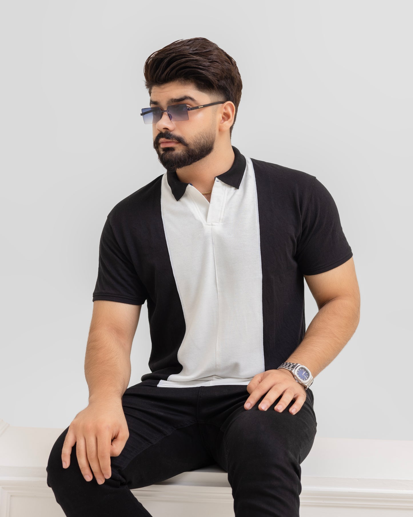 EXCLUSIVE BLACK PIQUE POLO